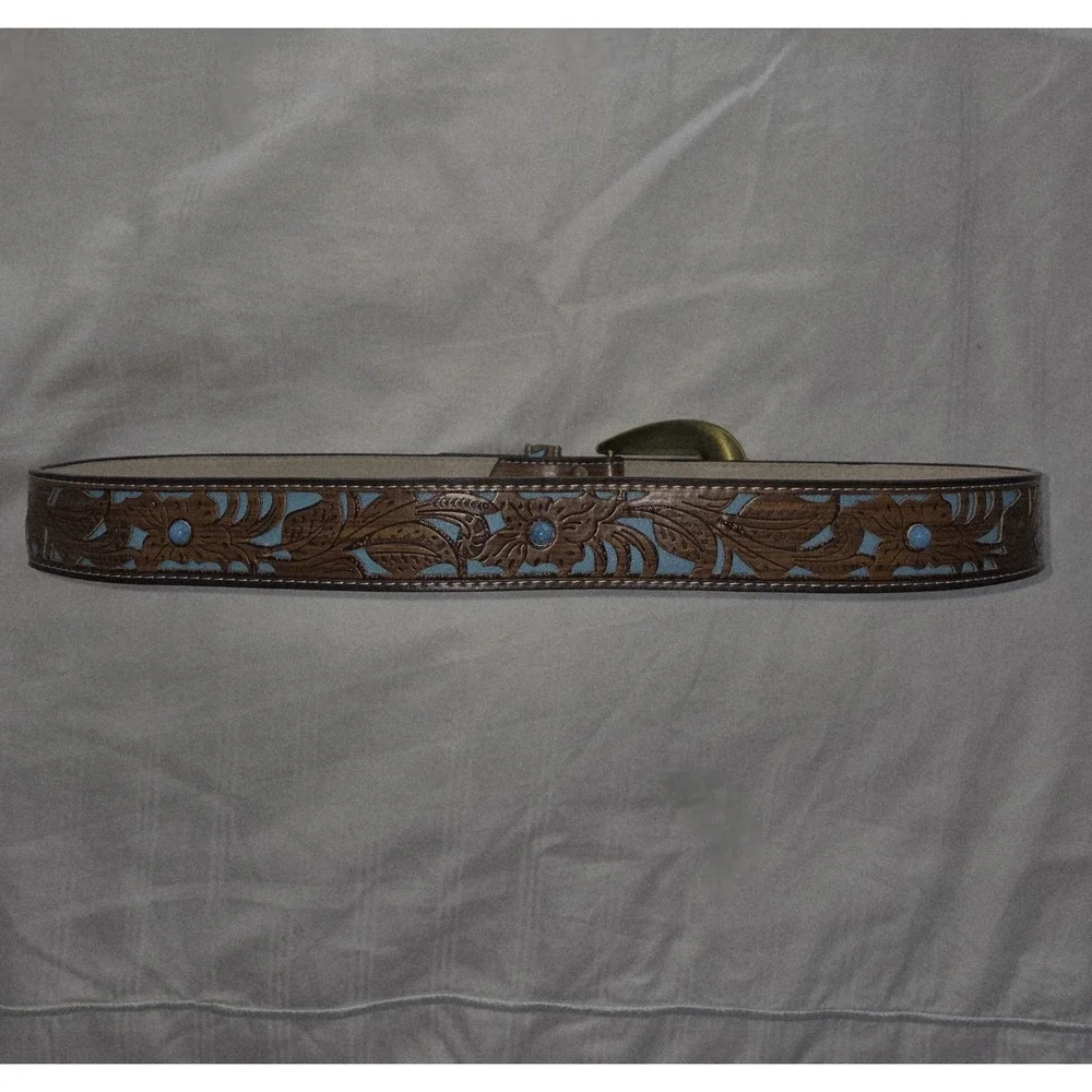 Commense Western Belt Floral Design‎ & Ornate Buckle Womens Fashion Accessory